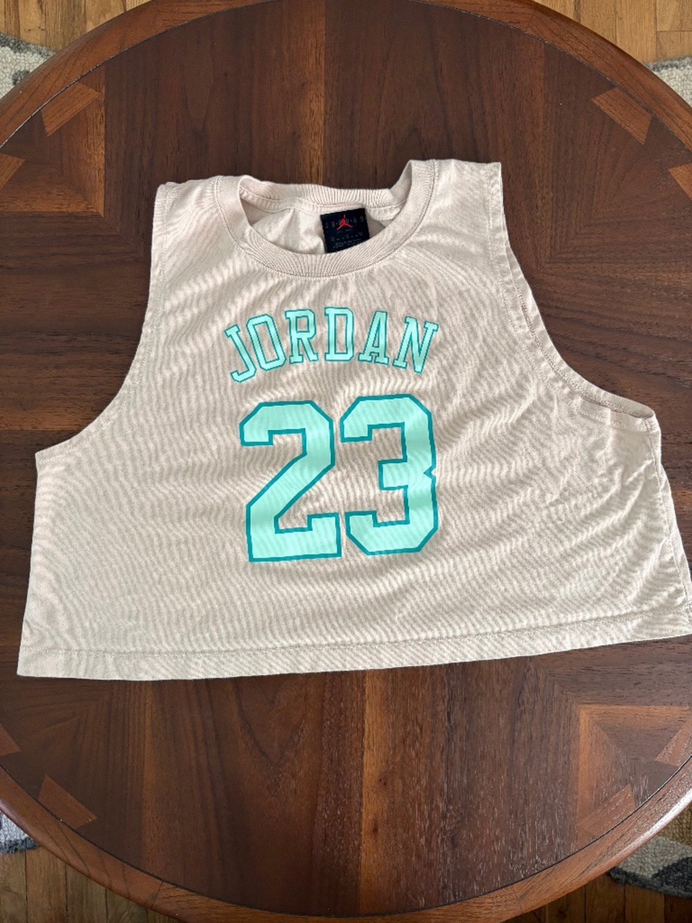 Nike Air Jordan Cropped Tan/Teal Muscle Tee Tank Top Women's XL